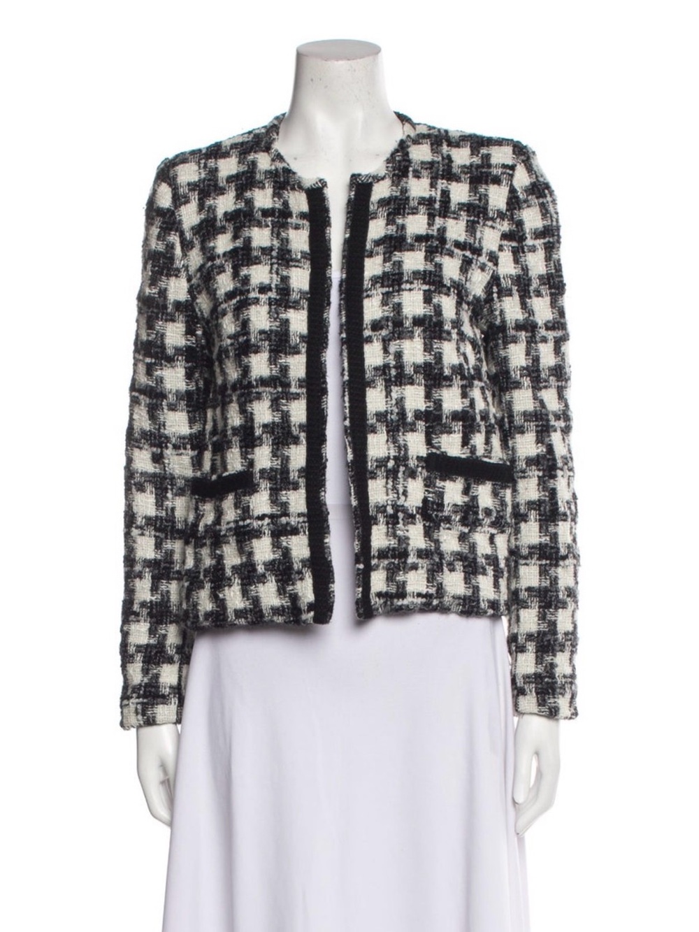 IRO Black and White Tweed Open-Front Blazer